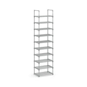 Songmics 10-tier grey metal shoe rack studio shot