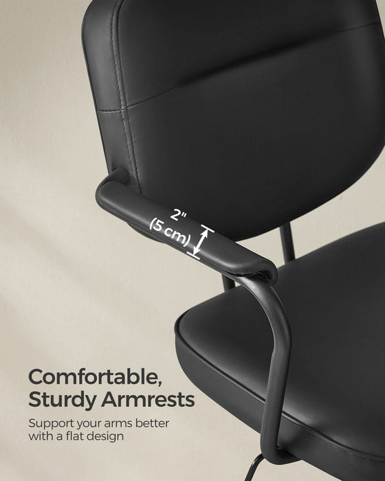 Image of a Songmics black leather office chair with wheels and arms
