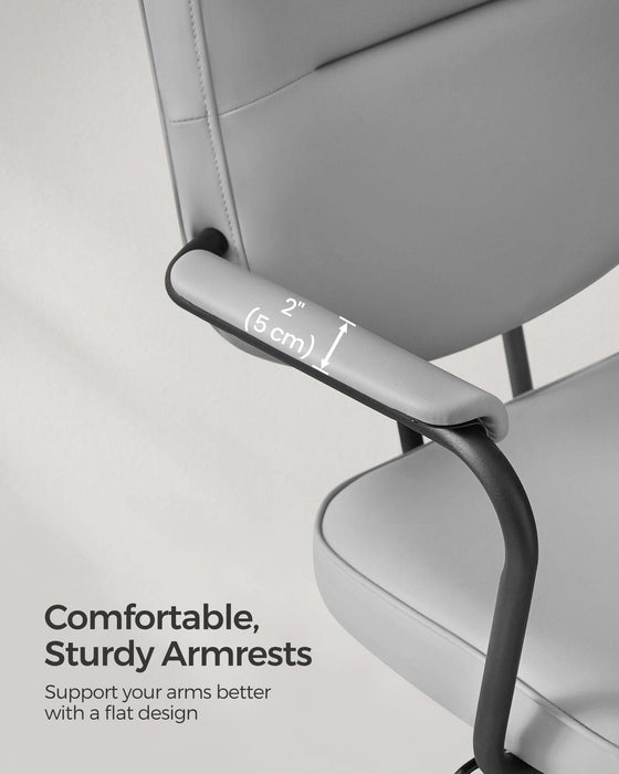 Image of a Songmics grey leather office chair with wheels and arms