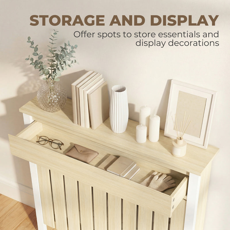 Radiator Cover with Drawer for Safe Heat and Extra Storage Oak Homcom