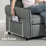 3 Seater Sofa, Dark Grey Faux Leather Sofa With Cushioned Seats For Lounge Or Living Room