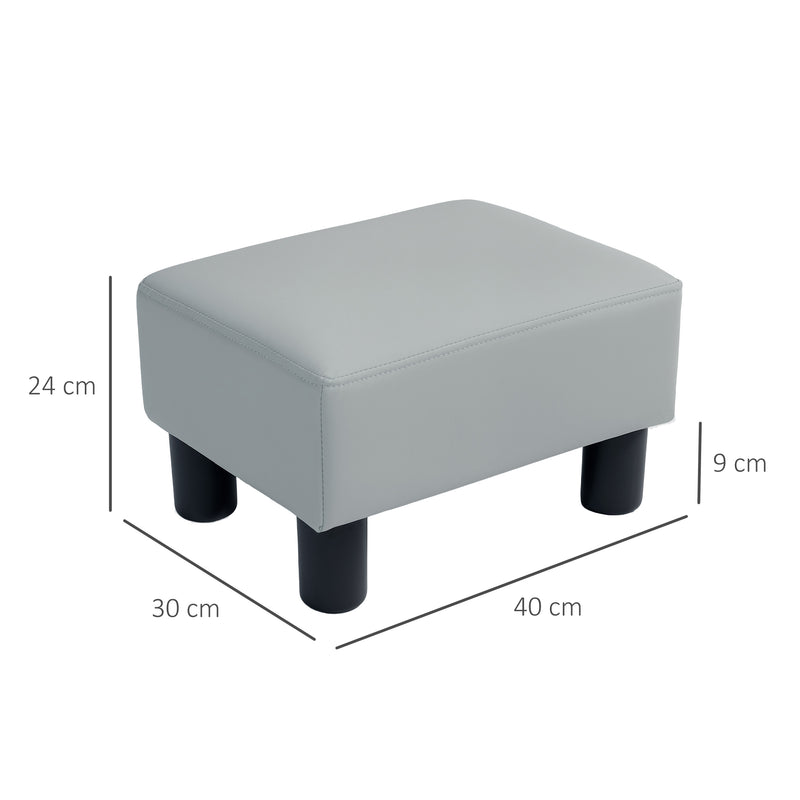 Grey PU Leather Footstool with Four Sturdy Plastic Legs by HOMCOM