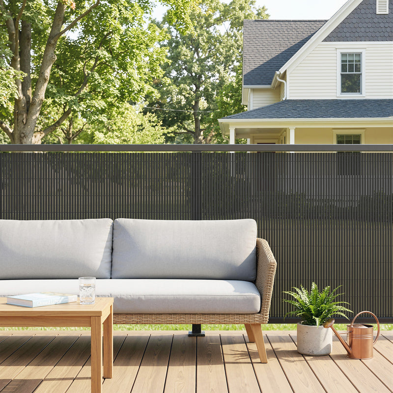 Garden Privacy Screen Fence for Sheltered Outdoor Spaces Easy Fit Weatherproof Dark Grey Outsunny