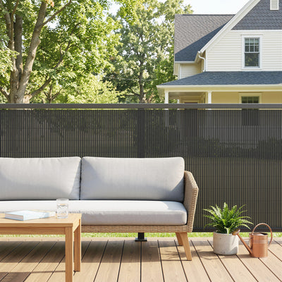 Garden Privacy Screen Fence for Sheltered Outdoor Spaces Easy Fit Weatherproof Dark Grey Outsunny