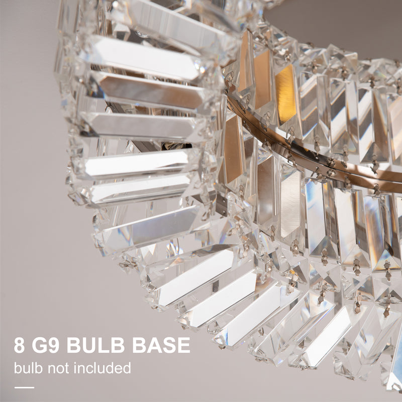 HOMCOM Crystal Ceiling Lights Set of 2, Modern Flush Chandeliers with Stainless Steel Base, Pendant Lights for Living Room Bedroom Dining Room, Silver Tone AOSOM