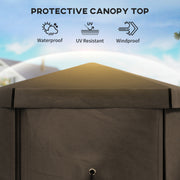 Brown 3m Hexagon Pop Up Gazebo with 5 Sides Waterproof UV Resistant by Outsunny