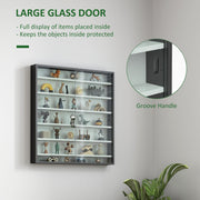 Black and White 7 Tier Wall Display Cabinet with Glass Doors and Adjustable Shelves by HOMCOM