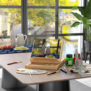 Portable Wooden Artist Easel with Storage Drawer Ideal for Tabletop Painting, Natural