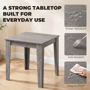 Close-ups showing the tabletop is water-resistant, anti-scratch and easy to clean