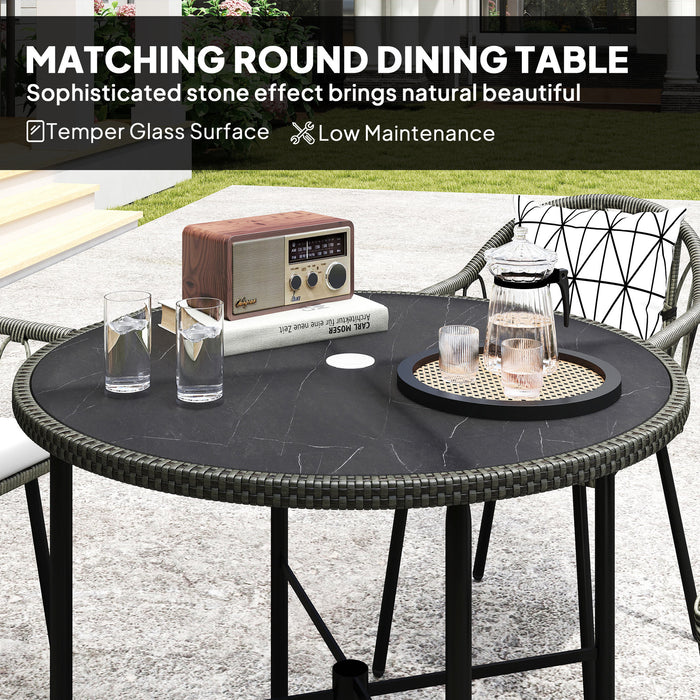 Grey 5 Piece Rattan Patio Dining Set With Cushions And Glass Tabletop By Outsunny