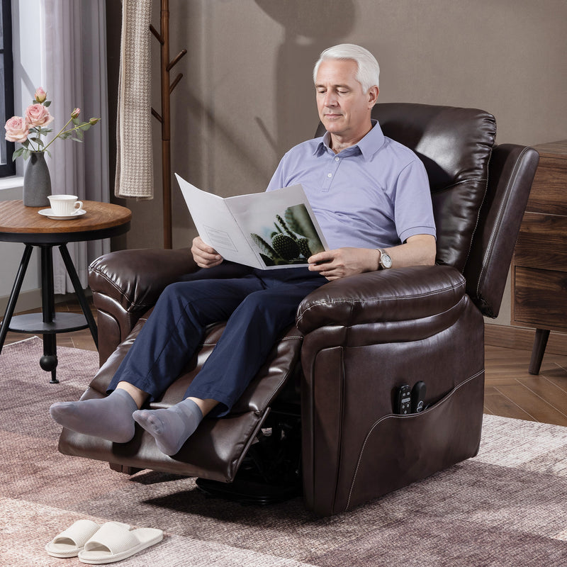 Electric Power Lift Recliner Chair with Massage Heat and USB for Elderly Comfort, Brown