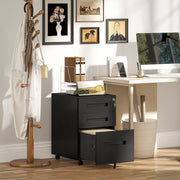 Black Metal Mobile File Cabinet with Lockable Drawers and Wheels for Home Office by Vinsetto