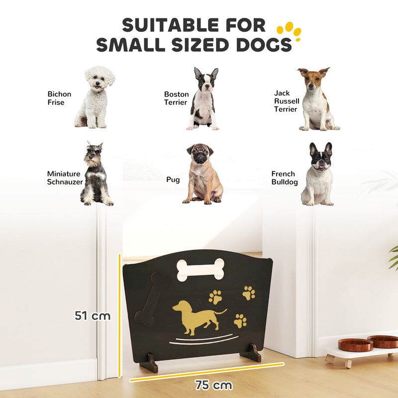 Wooden Dog Gate with Support Feet Easy Setup Pet Barrier for Stairs or Patio Black AOSOM