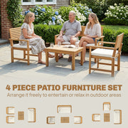 4 Piece Garden Furniture Set with Cushions for Relaxed Outdoor Seating Natural Cream Outsunny