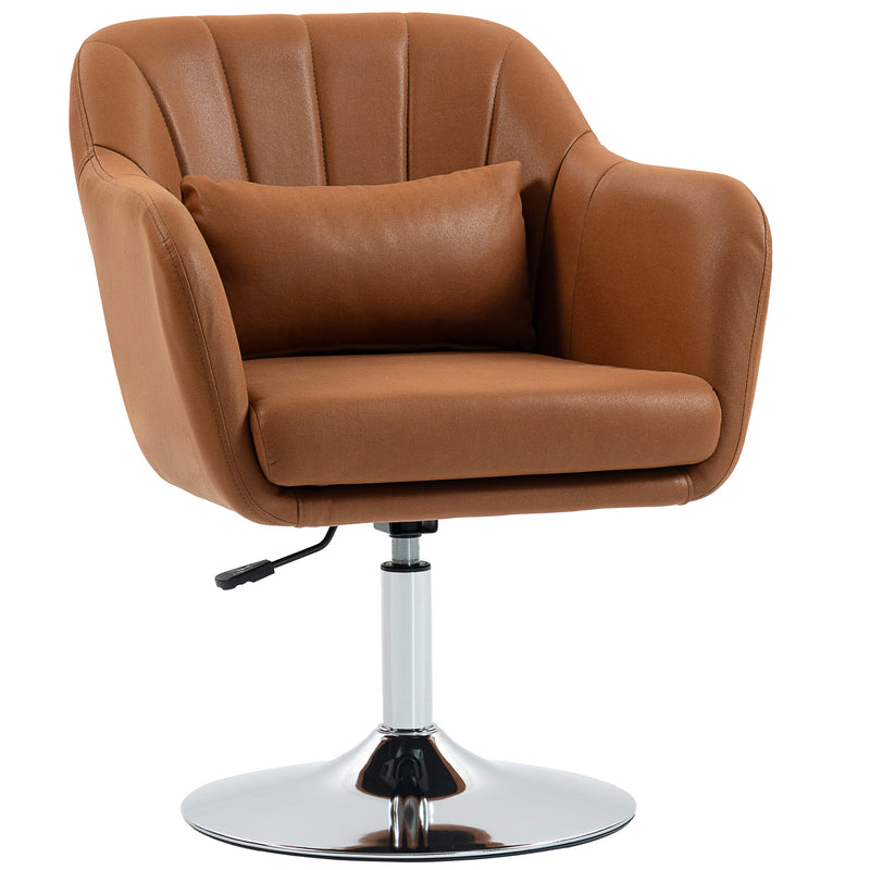 Swivel Lounge Chair with Adjustable Height and Padded Support for Home Comfort Brown