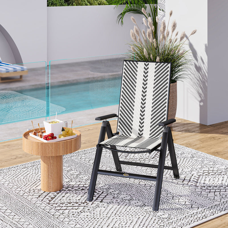 Black Rattan Reclining Garden Chairs Set Weather Resistant and Adjustable by Outsunny