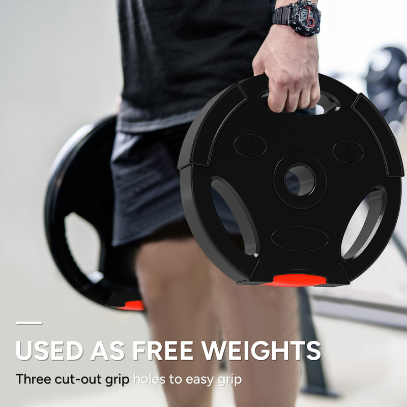 Weight Plates Set with 7.5kg and 5kg Cast Iron Discs for Home Gym Training Black AOSOM