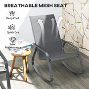 Grey Rocking Garden Chair Comfortable Outdoor Lounger for Patio or Deck by Outsunny
