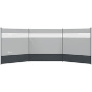 Camping Windbreak with Clear Windows and Steel Poles for Beach or Caravan Grey AOSOM