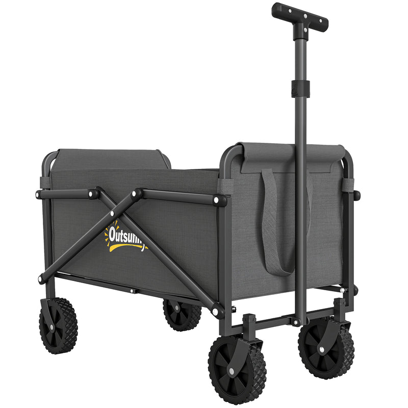 Folding Festival Trolley Wagon With Adjustable Handle 60kg Load Capacity Grey