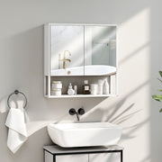 Wall Mounted Bathroom Mirror Cabinet With Soft Close Doors And Adjustable Shelf, White