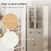 Freestanding Kitchen Storage Cabinet with Drawer and Adjustable Shelves Cream White