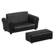 2 Seater Kids Sofa Bed with Footstool Perfect for Toddlers and Children, Black