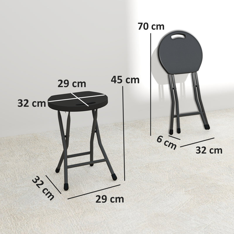 Set of Four Charcoal Grey Folding Carry Stools Lightweight and Portable by Outsunny