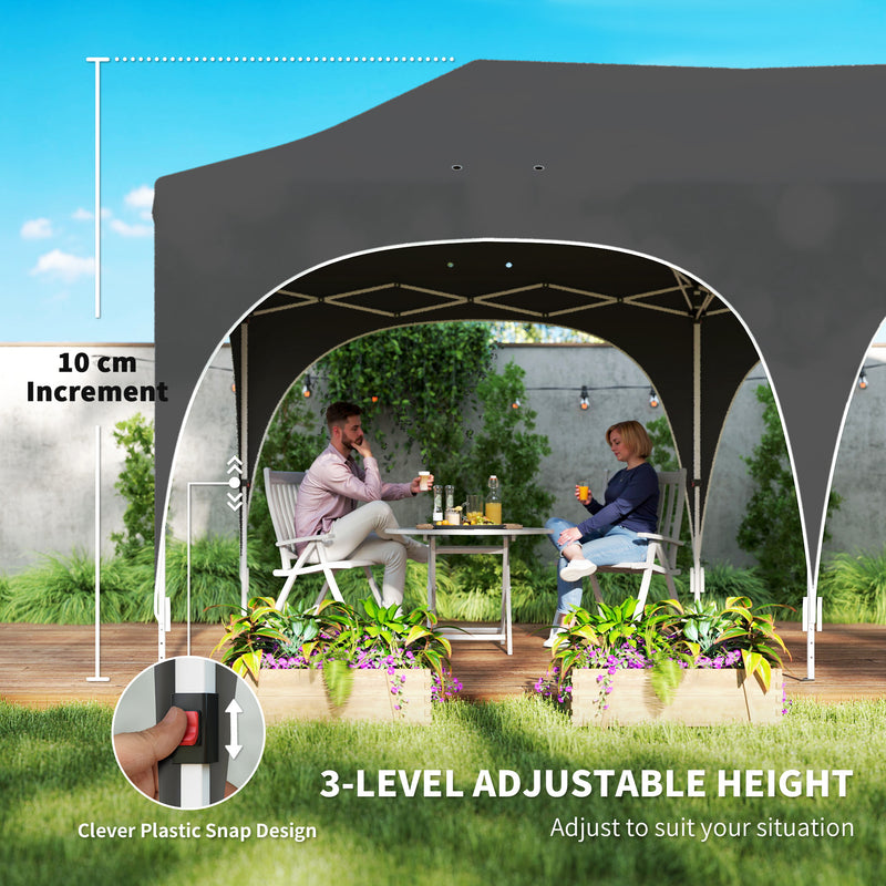 Pop Up Gazebo for Garden Parties with Removable Sidewalls and Sun Protection Dark Grey