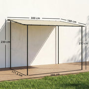 Lean To Pergola with UPF30 Sun Protection for Small Patios and Gardens Cream Outsunny