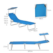 Bright Blue Sun Lounger with Adjustable Face Canopy by Outsunny