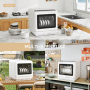 Compact 6L Tabletop Dishwasher with Five Cleaning Modes Ideal for Small Kitchens White AOSOM