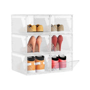 Set of 6 stackable clear shoe boxes with magnetic doors, Cloud White, by Songmics