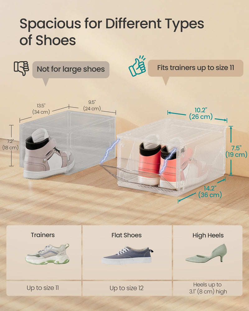 Shoe box dimensions diagram, 36 x 26 x 19 cm
