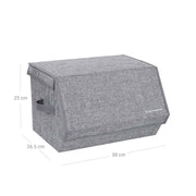 Dimensions diagram showing one box at 38 x 26.5 x 25 cm