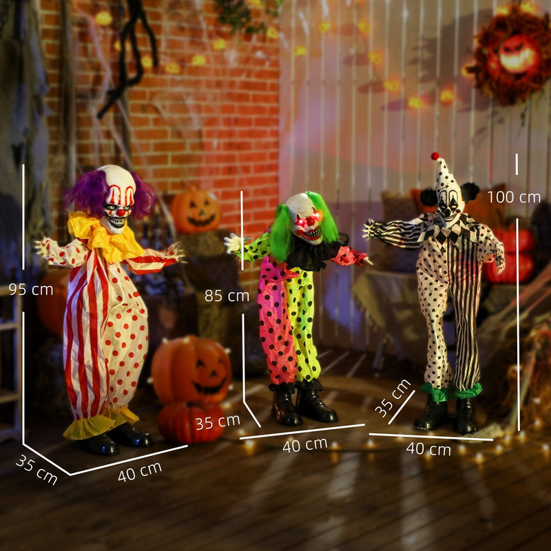 Dimension diagram showing the height of each of the three stacked Halloween clowns