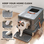 Close-up of the top grate and ABS litter-catching entry step