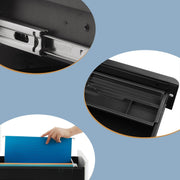 Ball-bearing drawer rail, top drawer organiser tray and a blue hanging file in the deep bottom drawer