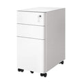 Songmics white steel file cabinet with 3 drawers and castors, studio shot