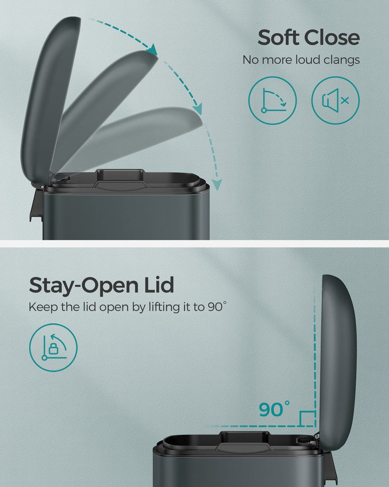 Diagram showing the soft-close lid action and the stay-open lid held at 90 degrees
