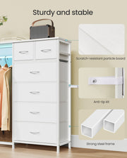Close-up of the steel frame, anti-tip kit and scratch-resistant particleboard top