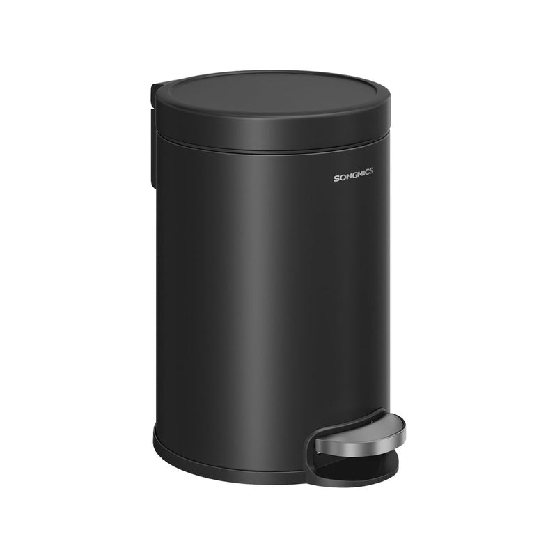 Steel bathroom pedal bin, 3L, Ink Black, by Songmics