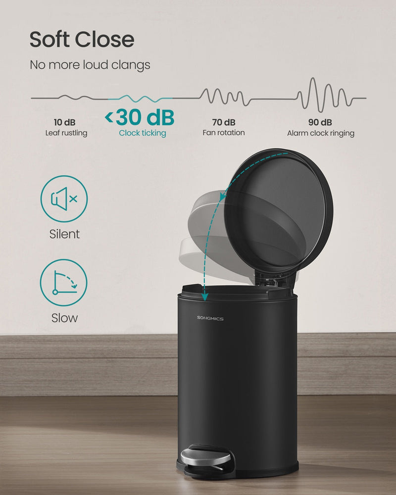 Diagram showing soft-close lid mechanism at 30dB
