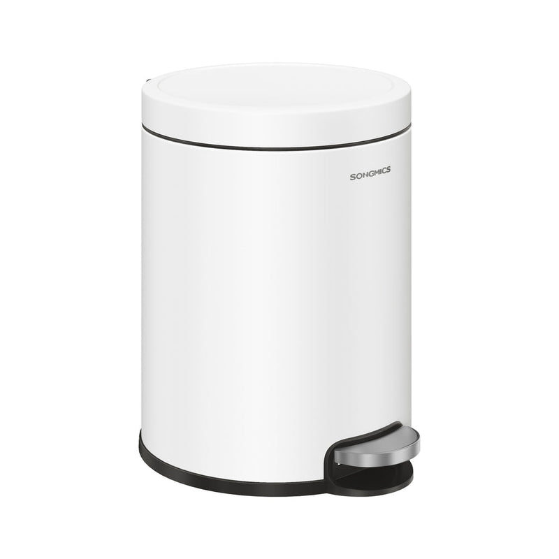 Steel bathroom pedal bin, 6L, Cloud White, by Songmics