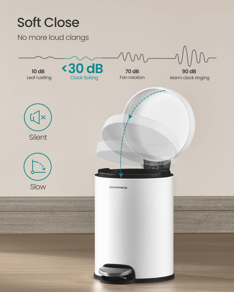 Diagram showing soft-close lid mechanism at 30dB