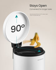 Lid propped open at 90 degrees stay-open feature