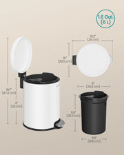 Dimension diagram of 6L pedal bin, height 47.4cm