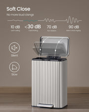Diagram illustrating the soft-close lid mechanism at under 30 decibels
