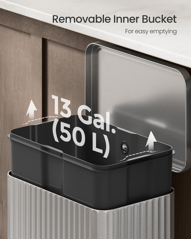 Removable inner bucket being lifted out of the Songmics pedal bin