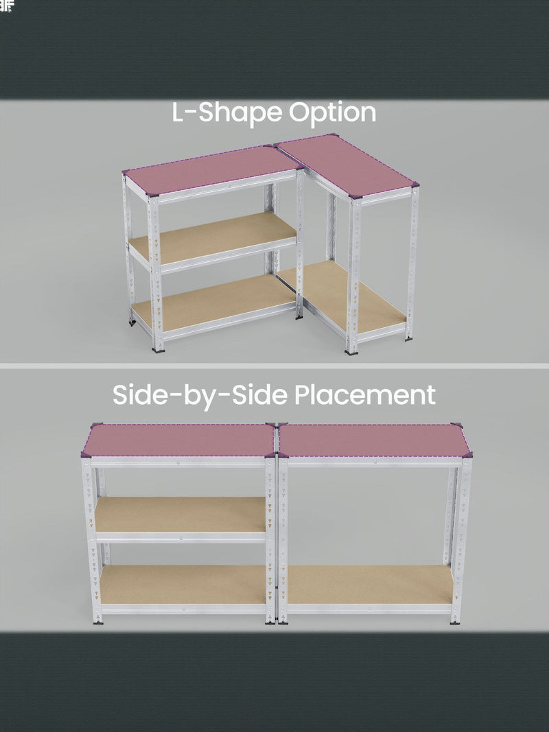 Layout diagram showing the 2 units set up in an L shape or side by side